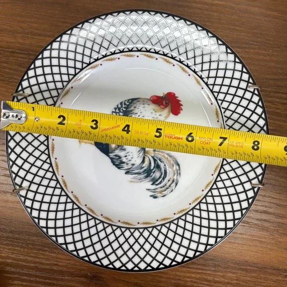 Andrea by Sadek Rooster Hand Painted Porcelain Plates Wall Decor Complete Set 4